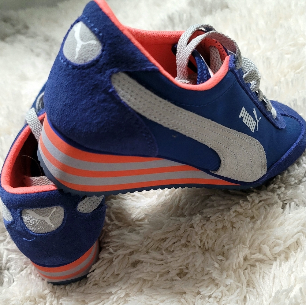 PUMA Eco Ortholite Women's Blue Orange Wedge Sneakers Size 6